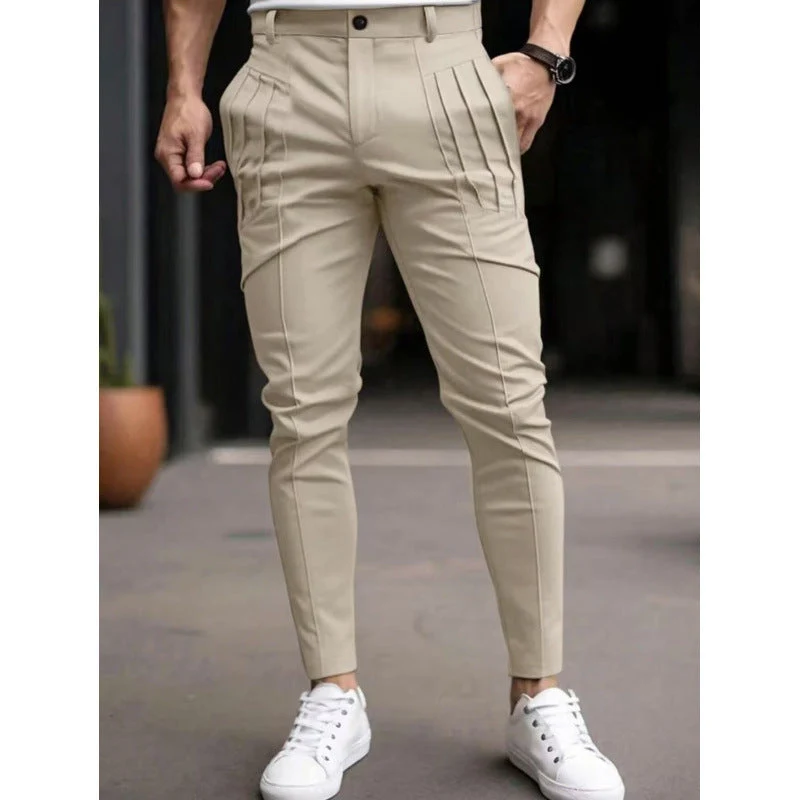 Herren stylische Slim-Fit Anzughose mit plissiertem Design