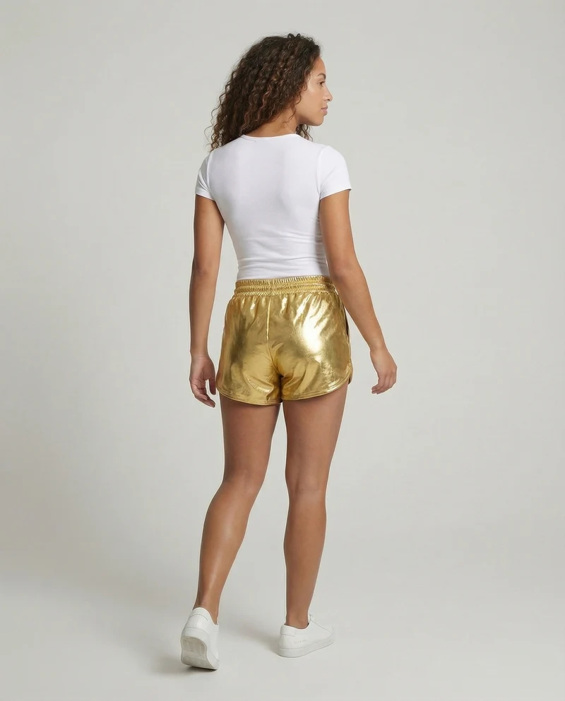 Damen Extravagante Lackoptik Kunstleder Lackoptik-Shorts