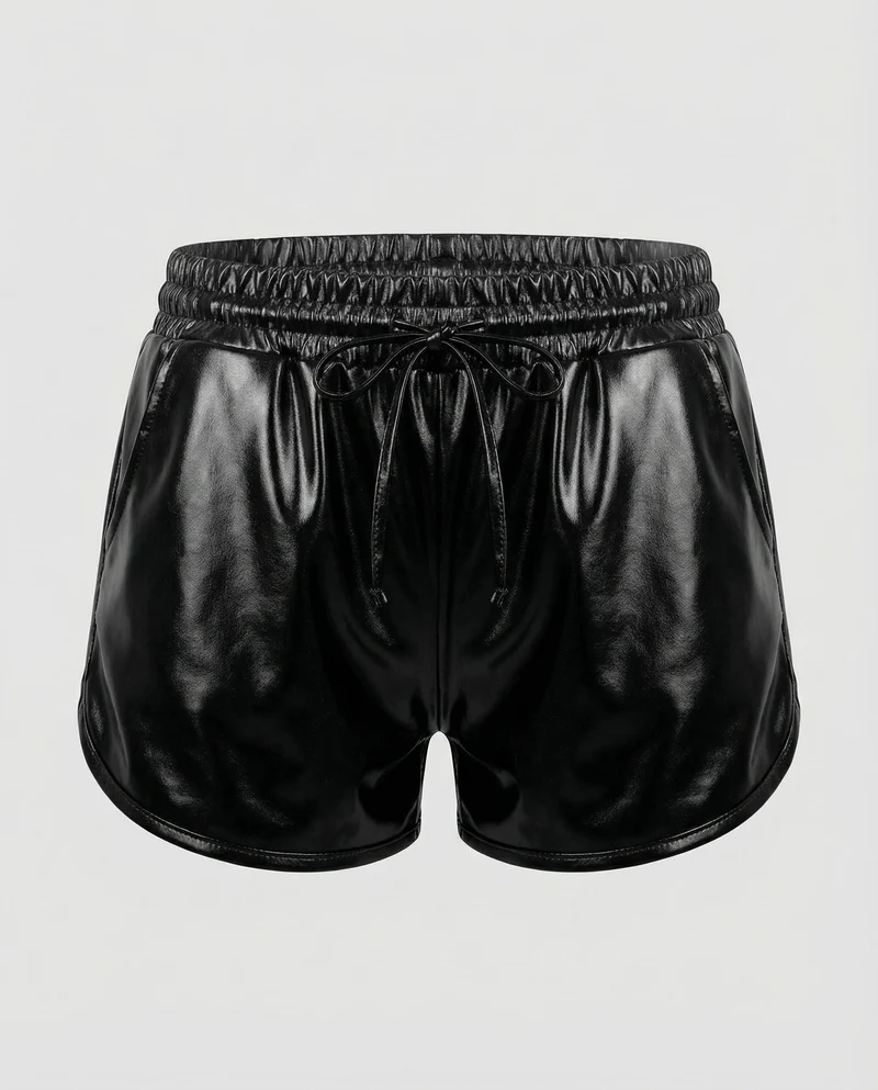 Damen Extravagante Lackoptik Kunstleder Lackoptik-Shorts