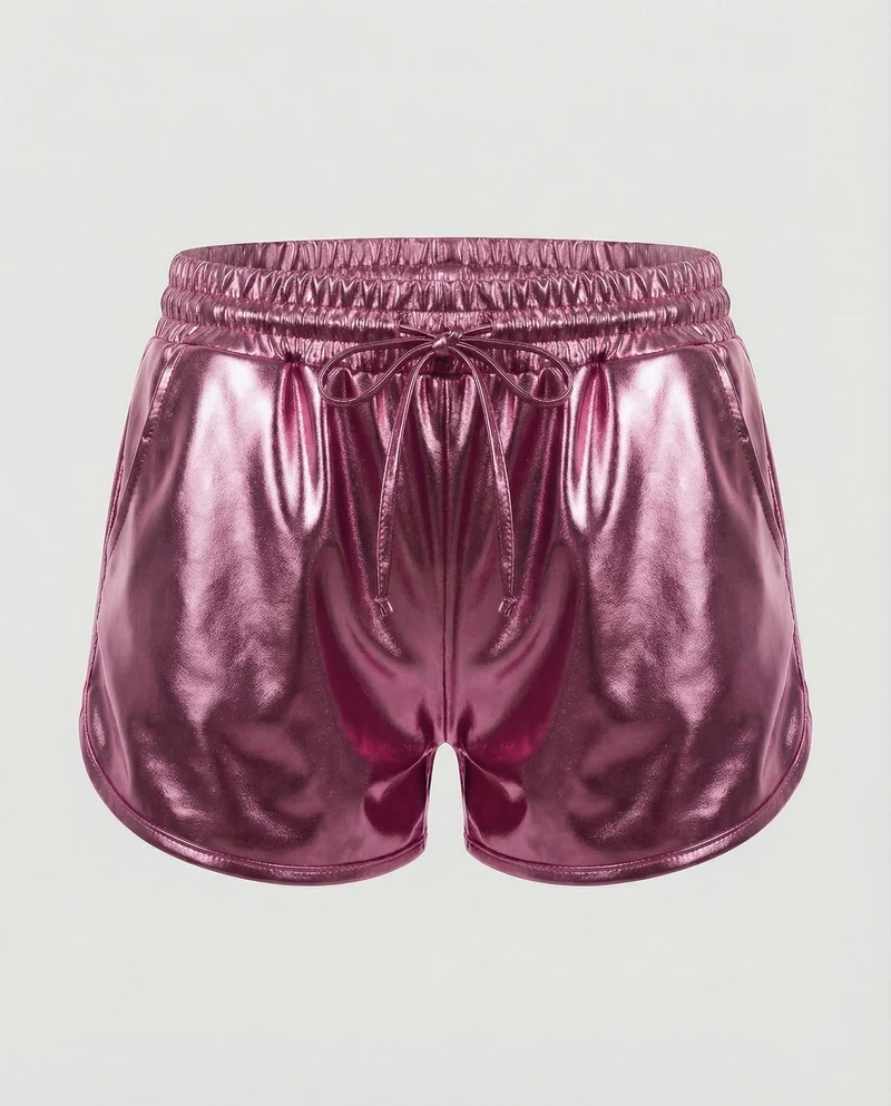 Damen Extravagante Lackoptik Kunstleder Lackoptik-Shorts