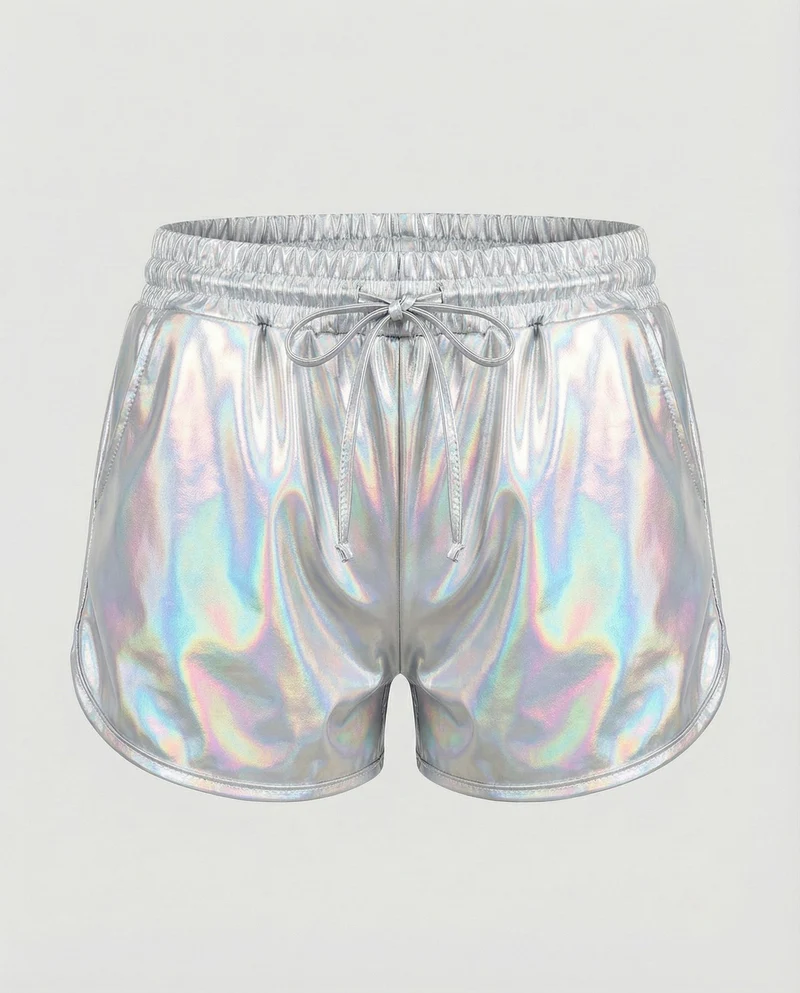 Damen Extravagante Lackoptik Kunstleder Lackoptik-Shorts