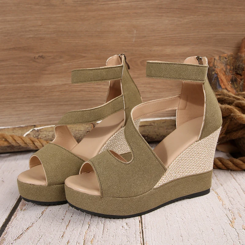 Damen Keil-Sandalen mit atmungsaktiven Riemen und rutschfester Sohle