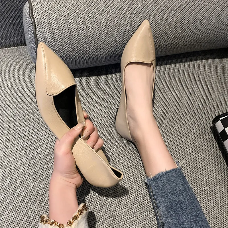 Damen spitze Ballerinas aus hochwertigem Leder