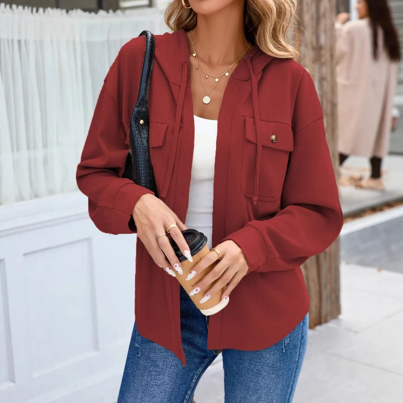 Damen lässige Jacke mit Kapuze und praktischen Brusttaschen Nord Taschen