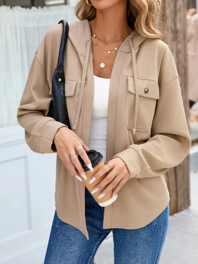 Damen lässige Jacke mit Kapuze und praktischen Brusttaschen Nord Taschen