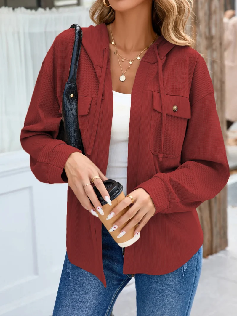 Damen lässige Jacke mit Kapuze und praktischen Brusttaschen Nord Taschen