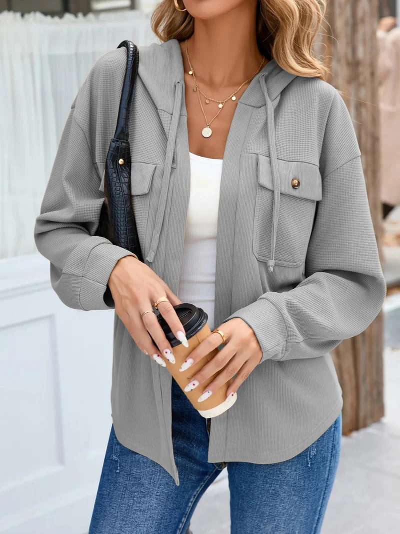 Damen lässige Jacke mit Kapuze und praktischen Brusttaschen Nord Taschen