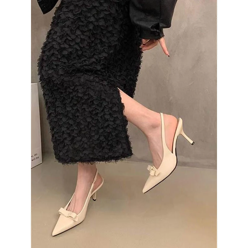 Damen elegante Slingback-Pumps mit zarter Schleifenverzierung