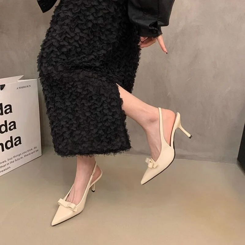 Damen elegante Slingback-Pumps mit zarter Schleifenverzierung