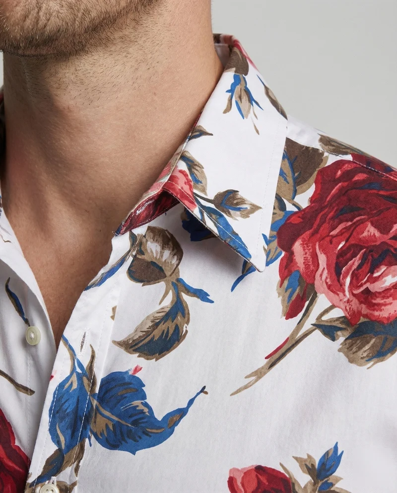 Herren Auffällige Blumenmuster Langarmhemd