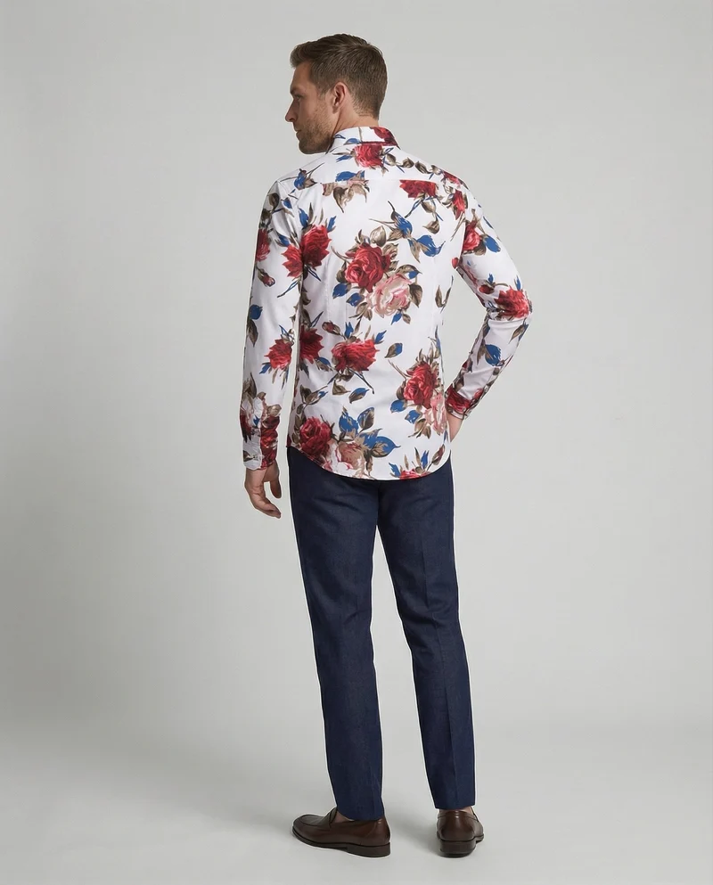 Herren Auffällige Blumenmuster Langarmhemd