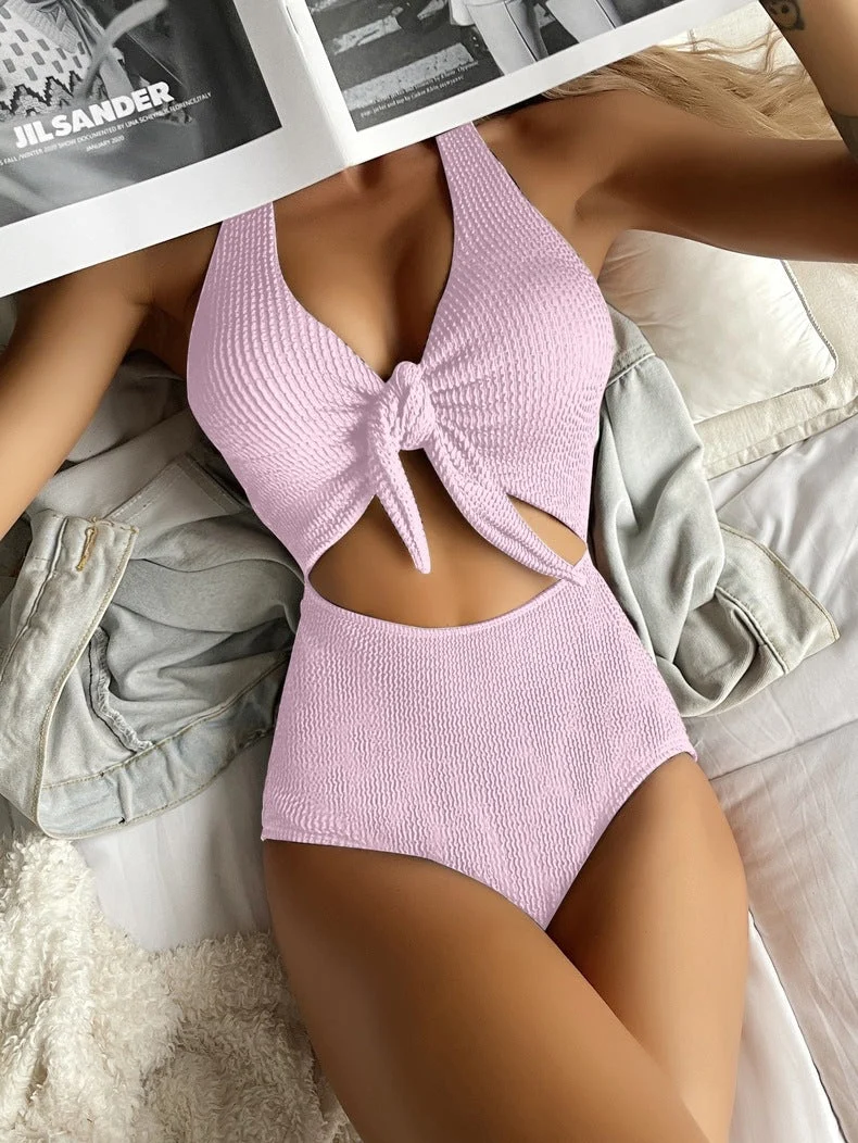 Damen Einteiler Badeanzug mit Knotendesign und Cut-Out-Details Nord Taschen
