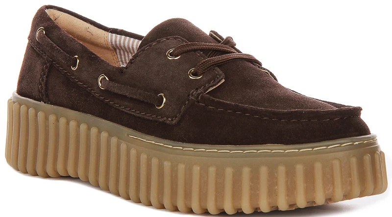 Clarks Torhill Boat Shoes In Brown Sued For Women