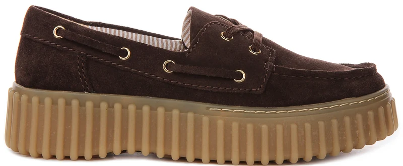 Clarks Torhill Boat Shoes In Brown Sued For Women