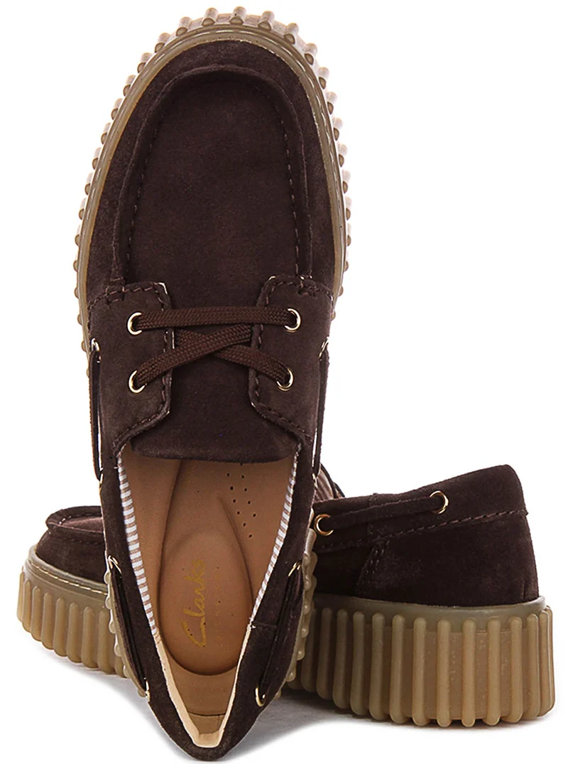 Clarks Torhill Boat Shoes In Brown Sued For Women