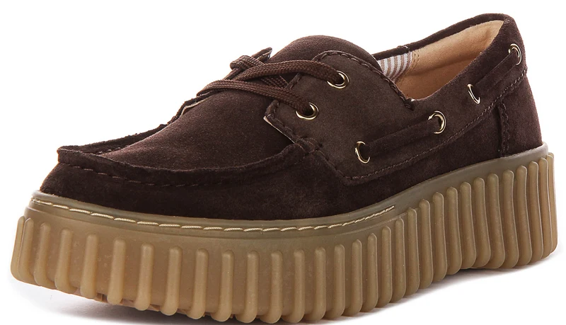 Clarks Torhill Boat Shoes In Brown Sued For Women