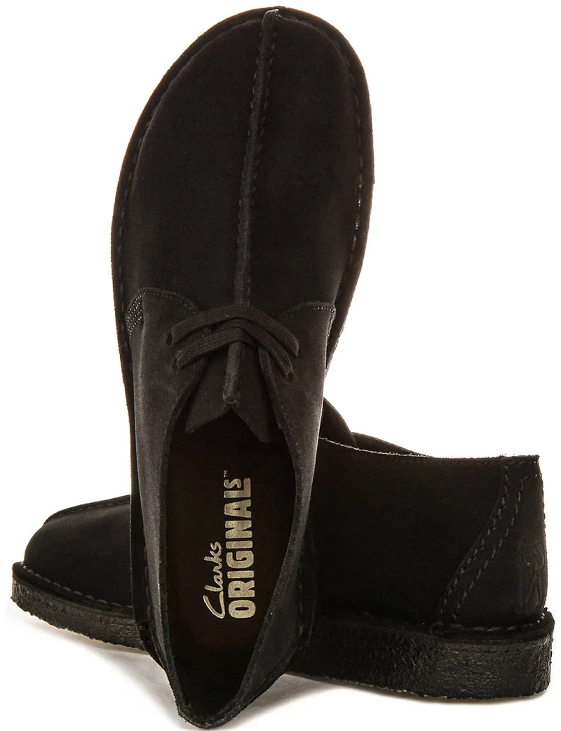 Clarks Originals Desert Trek In Black Suede For Men