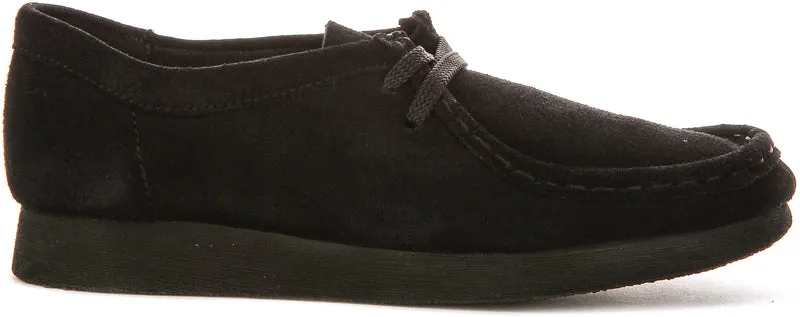 Clarks Originals Wallabee O In Black Suede For Junior