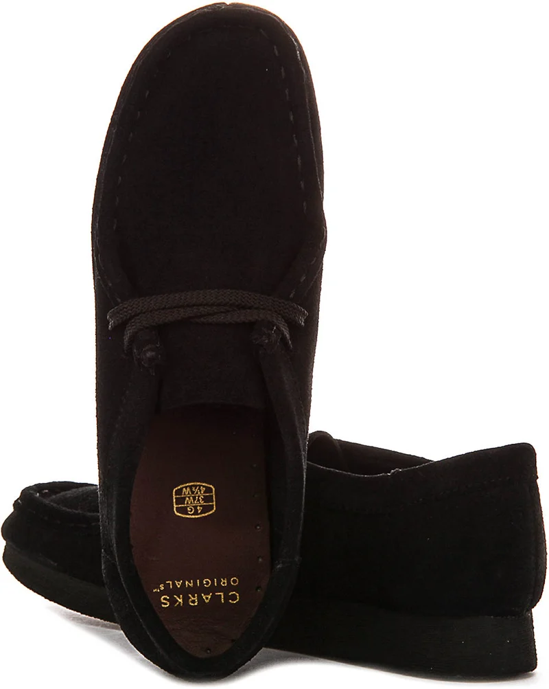 Clarks Originals Wallabee O In Black Suede For Junior