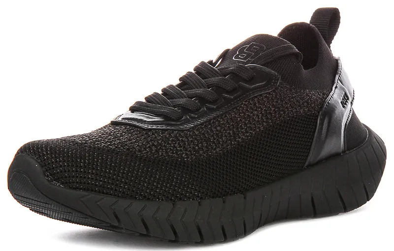 Boss Motion Knit Sneaker In Black For Men