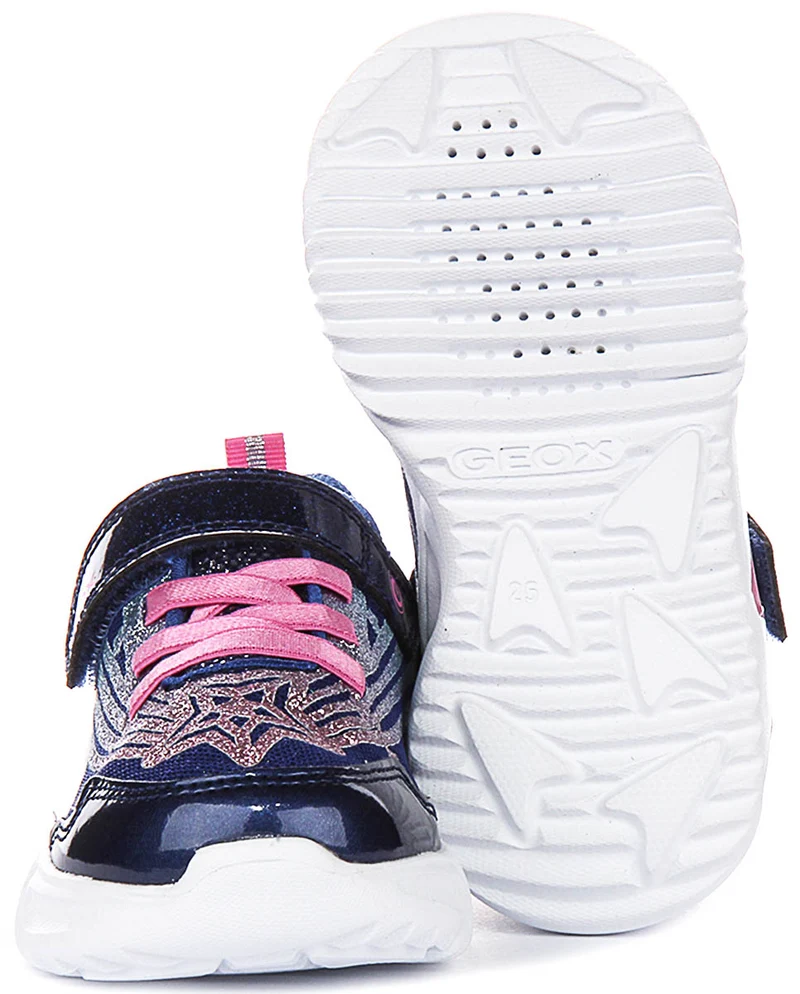Geox J Assister Light Up Trainers In Blue Pink For Girls
