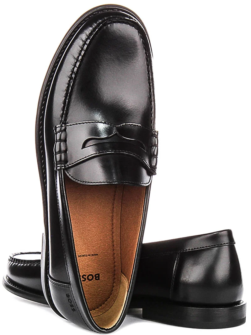 Boss Tevan Moccasin Loafers In Black For Men