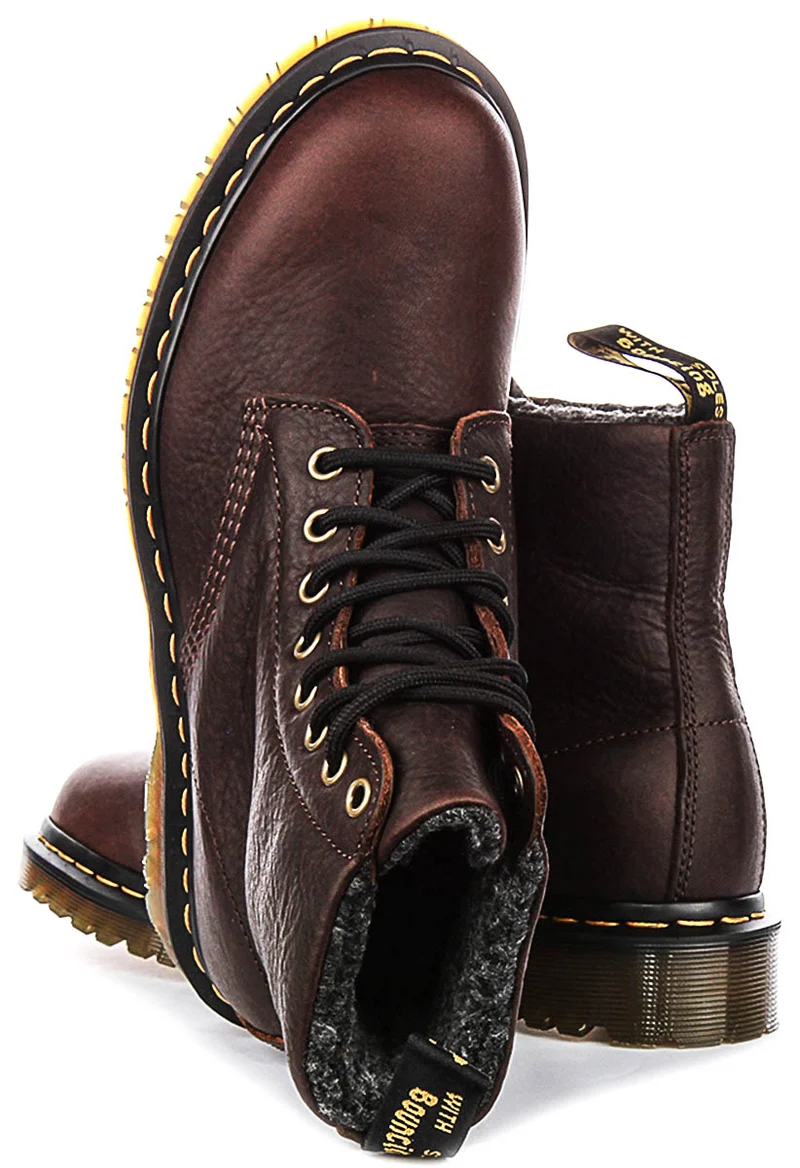Dr Martens 1460 Pascal Fleece Lined In Dark Brown