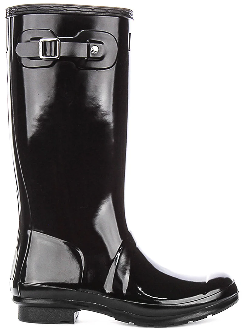Hunter Original Gloss Boots In Black For Juniors