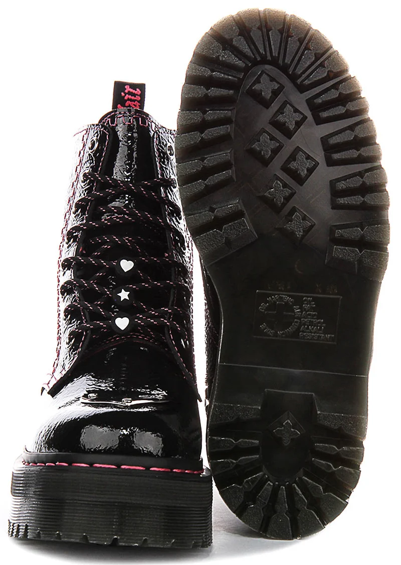 Dr Martens Jadon Toe Plate In Black Patent For Women