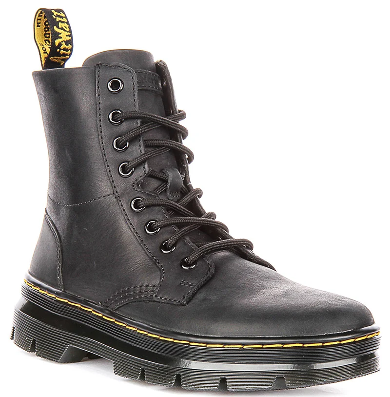 Dr Martens Combs Leather In Black Boots