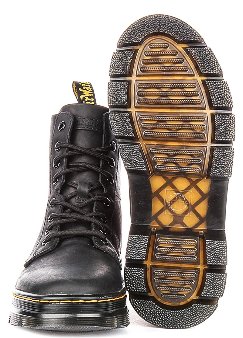 Dr Martens Combs Leather In Black Boots