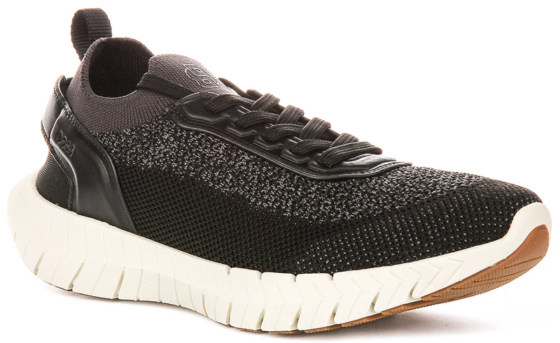 Boss Motion Knit Runner In Charcoal Black For Men