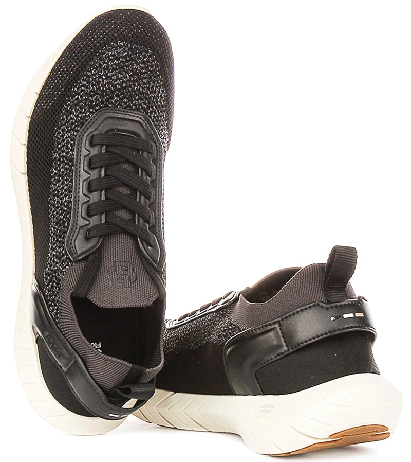 Boss Motion Knit Runner In Charcoal Black For Men