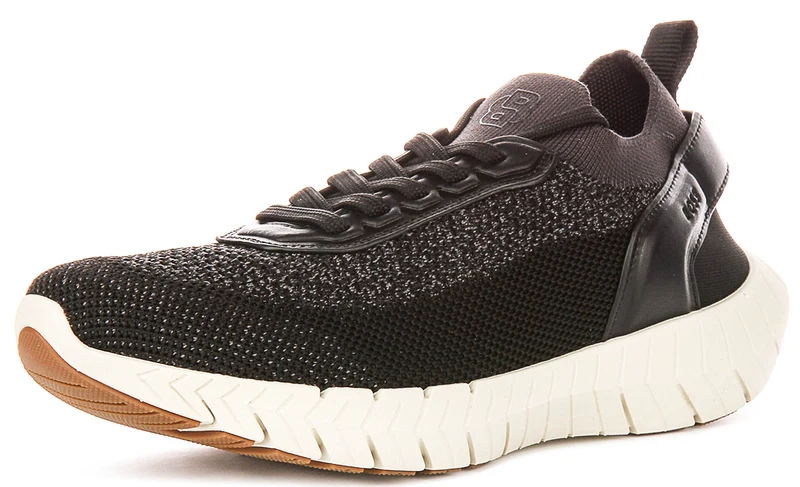 Boss Motion Knit Runner In Charcoal Black For Men