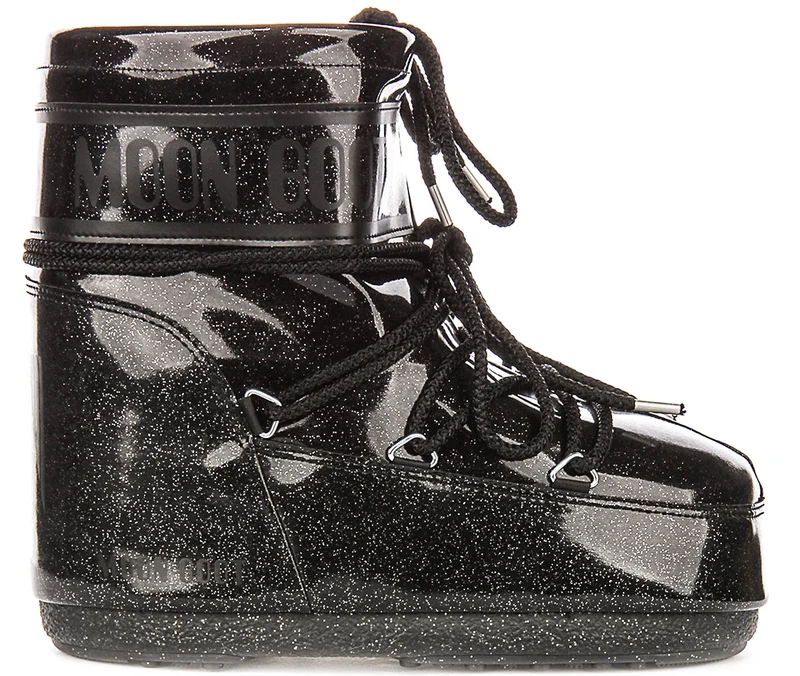 Moon Boot Icon Low Glitter In Black Patent For Women