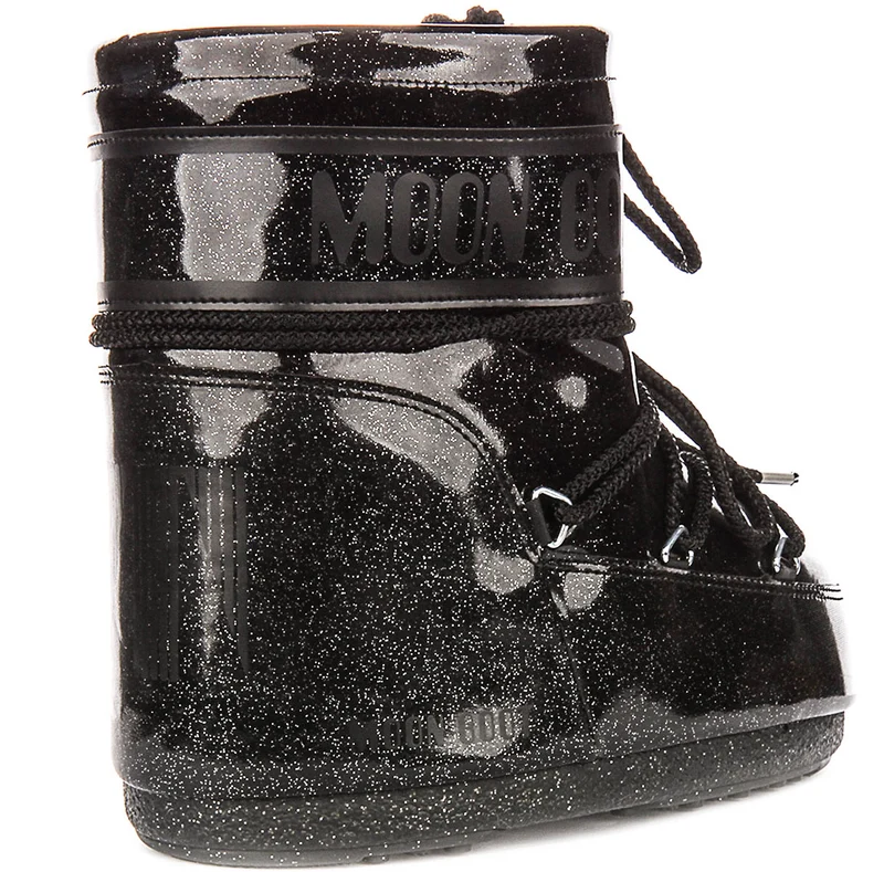 Moon Boot Icon Low Glitter In Black Patent For Women