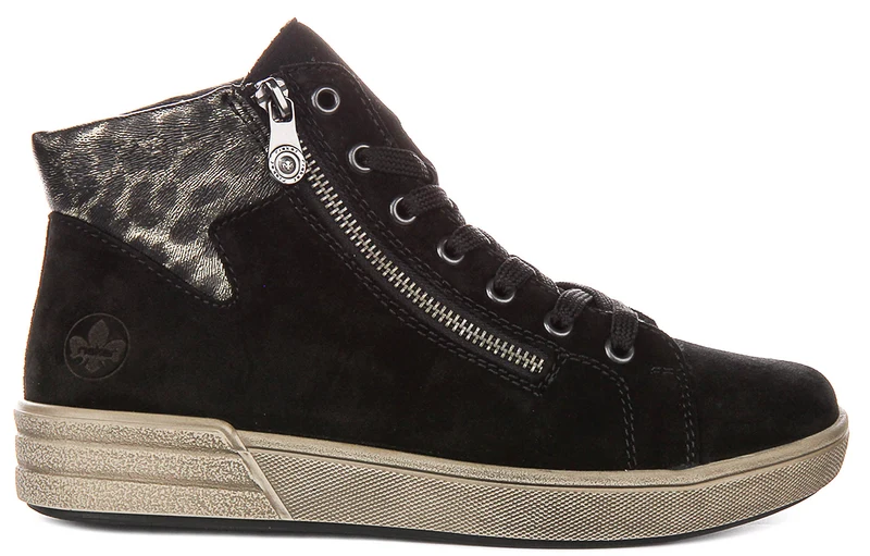 Rieker X0709-00 In Black Leopard For Women