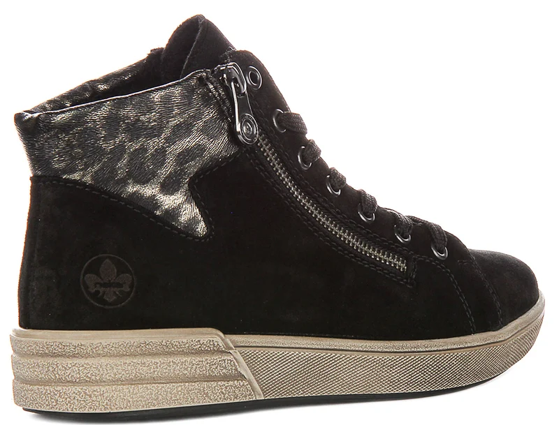 Rieker X0709-00 In Black Leopard For Women