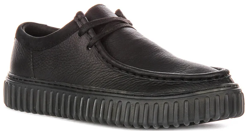Clarks Torhill Lo In Black Leather For Men