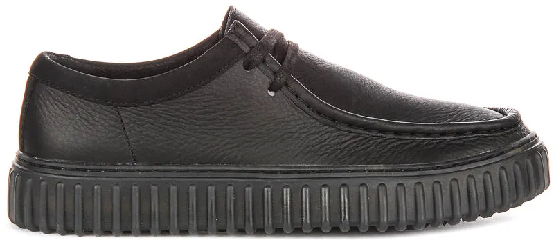 Clarks Torhill Lo In Black Leather For Men