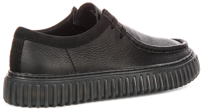 Clarks Torhill Lo In Black Leather For Men