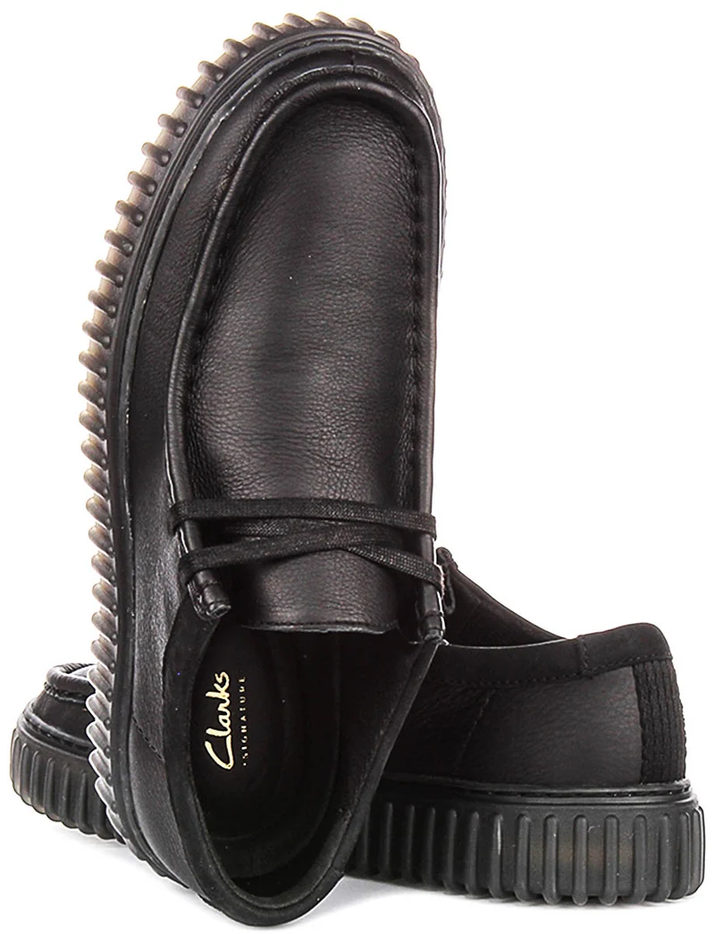 Clarks Torhill Lo In Black Leather For Men
