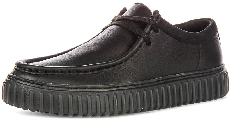 Clarks Torhill Lo In Black Leather For Men