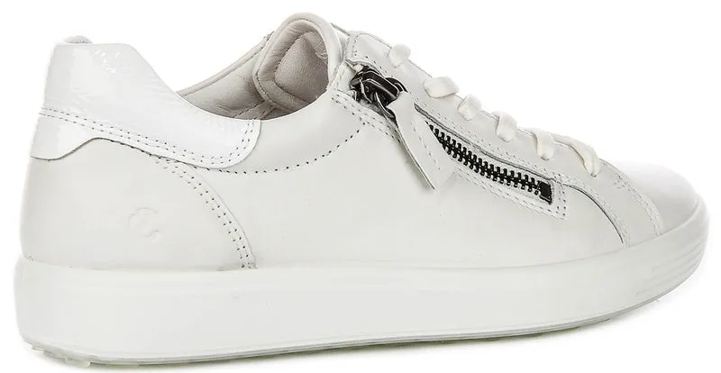Ecco Soft 7 Side Zip In White For Women