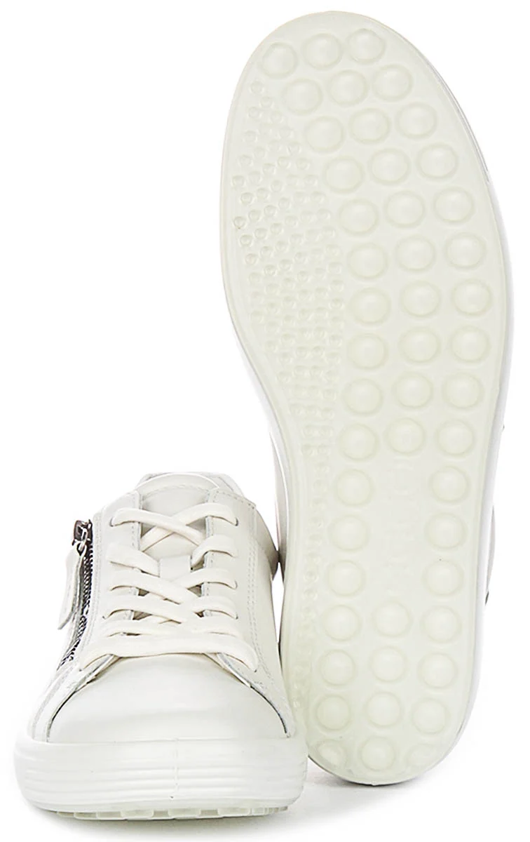 Ecco Soft 7 Side Zip In White For Women