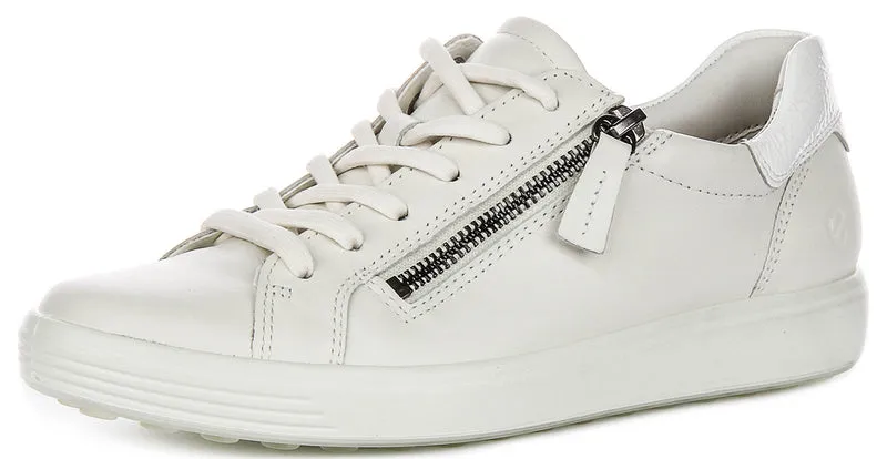 Ecco Soft 7 Side Zip In White For Women