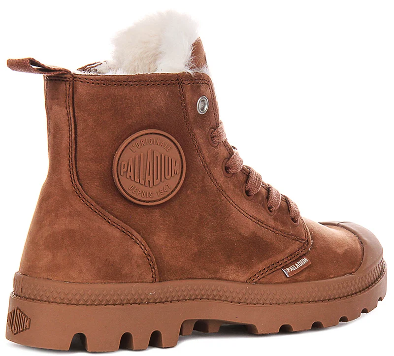 Palladium Pampa Hi Zip Wool In Tan Brown For Women
