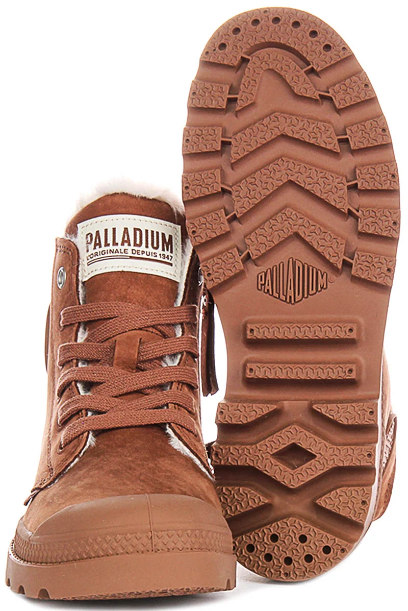 Palladium Pampa Hi Zip Wool In Tan Brown For Women
