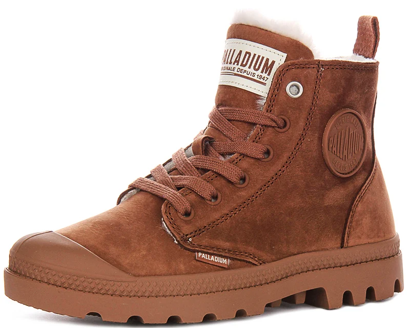 Palladium Pampa Hi Zip Wool In Tan Brown For Women