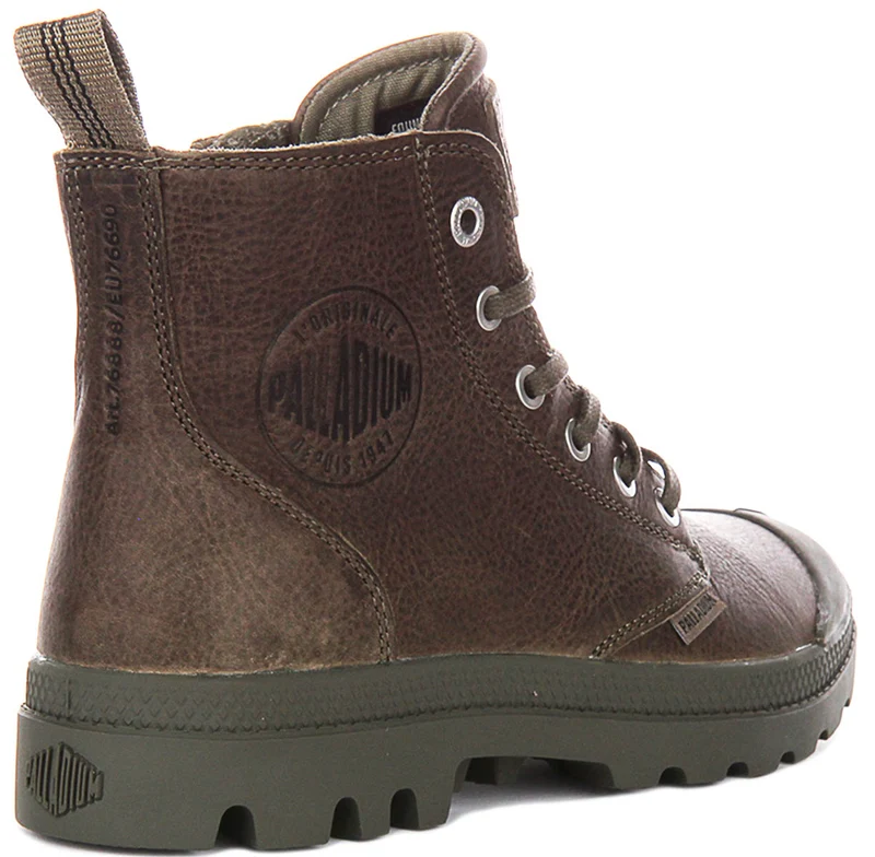 Palladium Pampa Hi Zip Lite In Dusky Green Leather